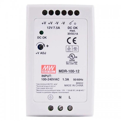 MeanWell MDR-100-12 Hutschienen Netzteil 12V 7,5A 100W