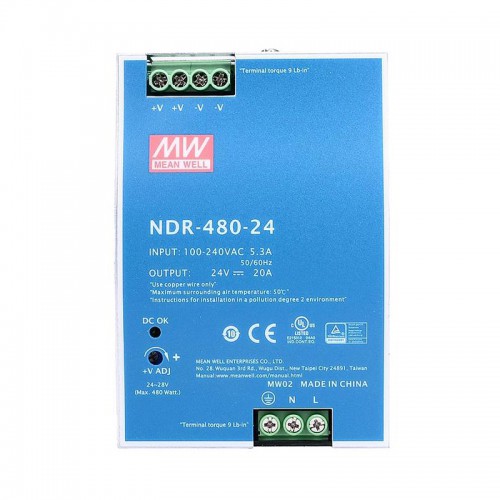 Meanwell NDR-480-24 Hutschienen Netzteil 24V 20A 480W