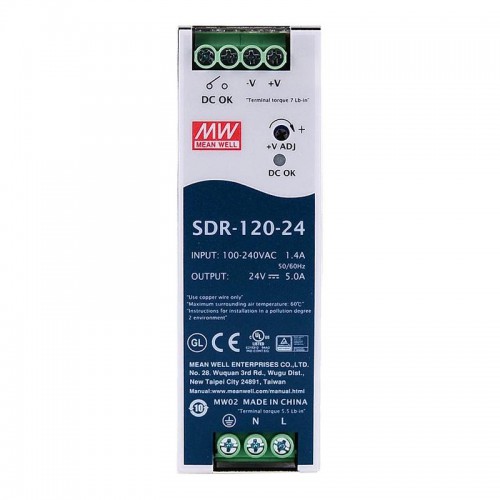 Meanwell SDR-120-24 Hutschienen Netzteil 24V 5A 120W mit PFC-Funktion