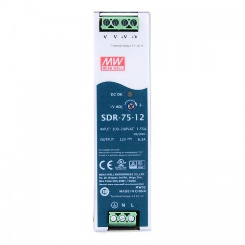 Meanwell SDR-75-12 Hutschienen Netzteil 12V 6,3A 75,6W