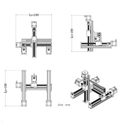 Mehrachs-Portalsysteme, Linearführung XYZ-Schiebetisch, Hub X=100 mm, Y=100 mm, Z=50 mm