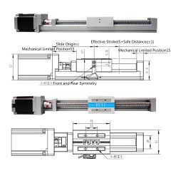 Linearführungsschiene, Kugelumlaufspindel Aktuator für CNC-Linearstufe FSK40J 50–1000 mm mit Nema 23-Schrittmotor