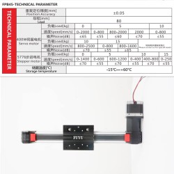 Linearführung, Linearschiene FPB45 mit Riemenantrieb, Schlitten und Nema 23 Schrittmotor