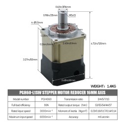 PGH60 Serie Schrägverzahntes Planetengetriebe PGH60-L2SW-Stepper, Max.Verhältnis 100:1, Verdrehspiel 8' für Nema 23,24 Schrittmotor