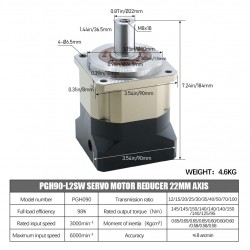 PGH090 Serie Schrägverzahntes Planetengetriebe, Eingangswelle 19mm für Nema 34 Schrittmotor / 80-90mm Servomotor