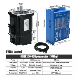 Nema34 Closed Loop Schrittmotor Kit 86HB250-82B-HBS86 Brake 4,5N.m 1,8 Grad mit HBS86 Treiber + Kabel + Bremse