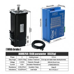 Nema34 Closed Loop Schrittmotor Kit 86HB250-156B-HBS86 1,8 Grad 12N,m mit HBS86 Treiber + Bremse