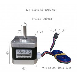 Oukeda NEMA 17 Schrittmotor 17HS4401 1,8 Grad 45Ncm 2 Phasen für 3D-Druckerrobotik