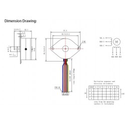 Oukeda Permanentmagnet Schrittmotor OK42PM22-0186A-C1 7,5 Grad 4,90Ncm 12V 6 Drähte