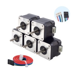 5 Stück E-Serie Nema 17 Schrittmotor 5-17HE15-1504S 42Ncm 4 Drähte mit 1m Kabel und Stecker