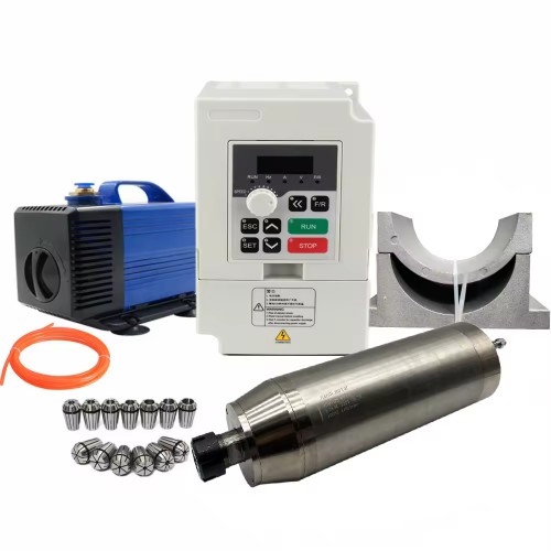 5,5kW 220V/380V Wassergekühlter Spindelmotor Satz JGD-125-ER32 + H100-5.5 mit Frequenzumrichter + Wasserpumpe + 13 ER32 Spannzangen + Halterung