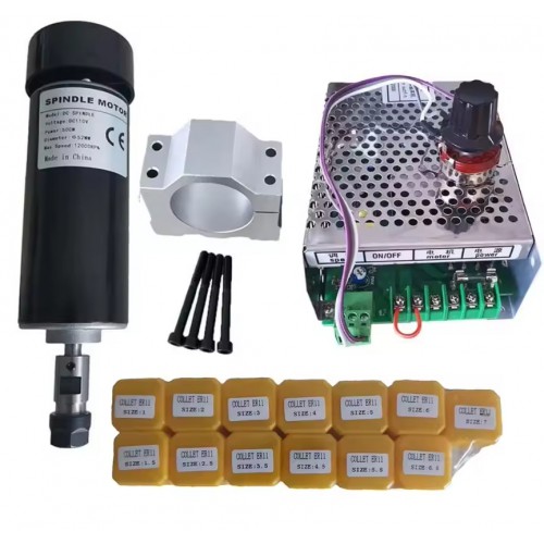 500W CNC Luftgekühlt Spindelmotor Kit OSP001716 110V/220V, 12.000U/min mit Netzteil und 13 ER11-Spannzangen