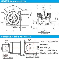 MINIS/MINIF Serie Wellgetriebe Schrittmotor mit 30:1/50:1/100:1 Wellgetriebe
