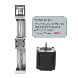 Mini Kugelgewindetrieb Lineartisch Motorisiert DXG-YR60+SFU1605 mit 1,2/2/3 Nm Nema 23 Schrittmotor & Treiber-Kit