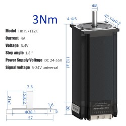 Nema 23 Integrierter Closed Loop Schrittmotor Serie HBT57 1,2 Nm/2 Nm/3 Nm mit Treiber und 1000 Zeilen Encoder