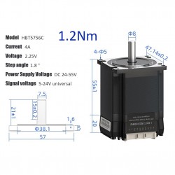 Nema 23 Integrierter Closed Loop Schrittmotor Serie HBT57 1,2 Nm/2 Nm/3 Nm mit Treiber und 1000 Zeilen Encoder