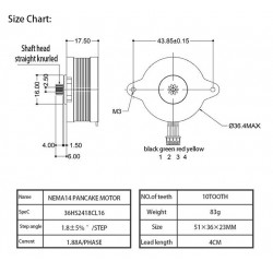 NEMA14 Runder Flacher Schrittmotor 36BYGH / 36HS2418CL16 1,8° 0,18 Nm für Voron 3D-Drucker Orbiter-Extruder