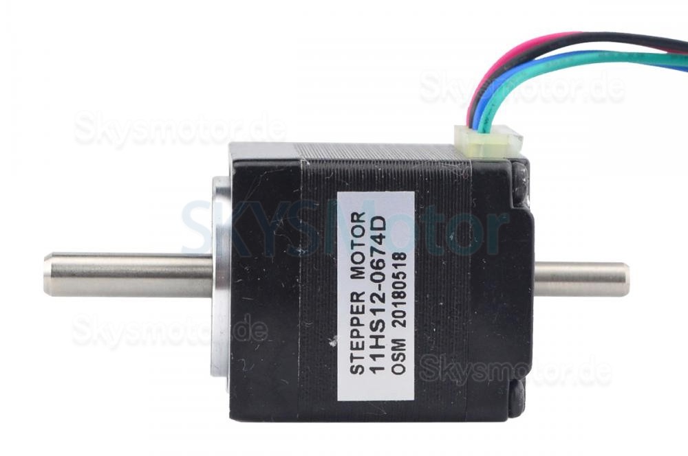 Nema 11 Doppelwellen Schrittmotor 11HS12-0674D 1,8deg 7Ncm 3,75V 4 Drähte