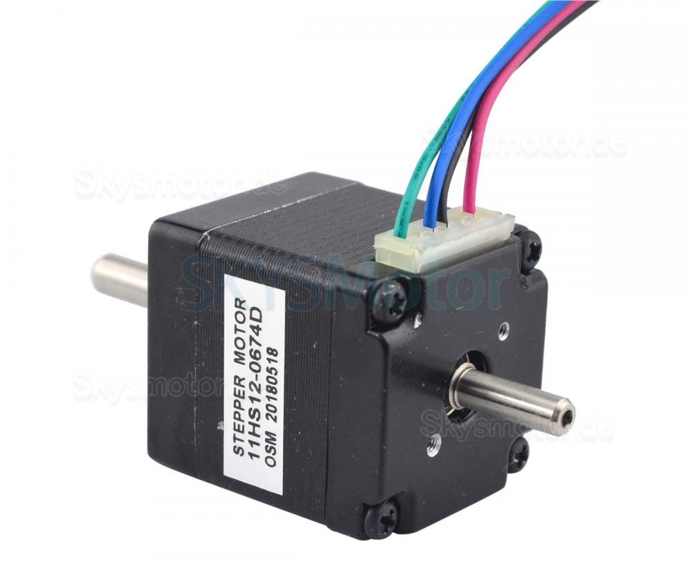 Nema 11 Doppelwellen Schrittmotor 11HS12-0674D 1,8deg 7Ncm 3,75V 4 Drähte