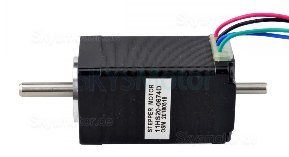 Nema 11 Doppelwellen Schrittmotor 11HS20-0674D 1,8deg 12Ncm 6,2V 4 Drähte