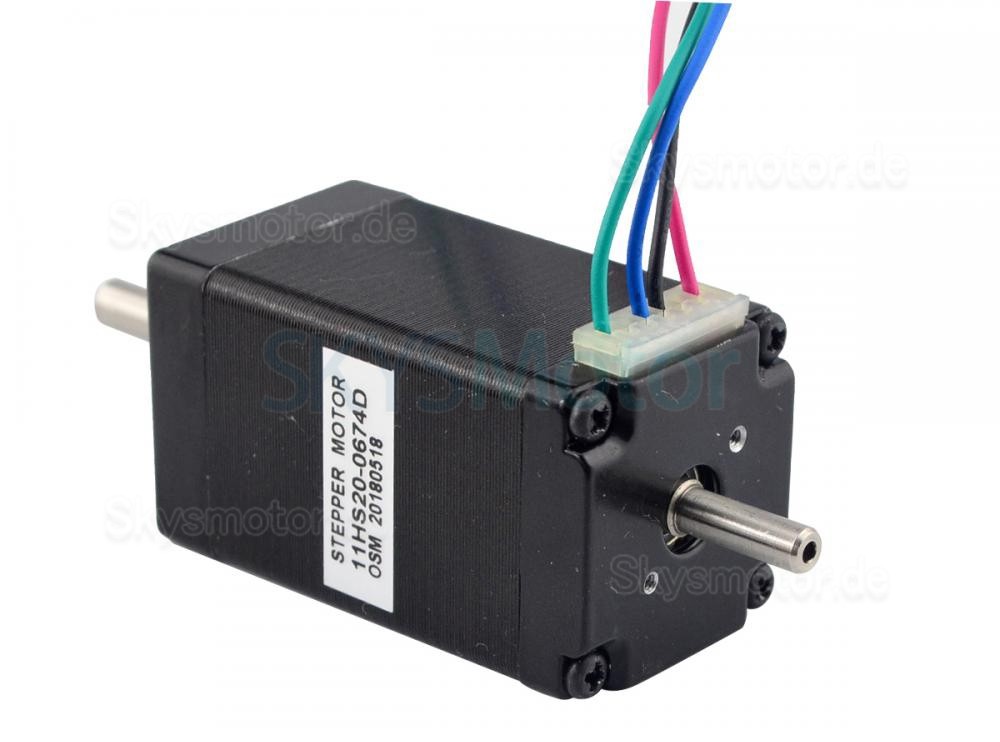 Nema 11 Doppelwellen Schrittmotor 11HS20-0674D 1,8deg 12Ncm 6,2V 4 Drähte
