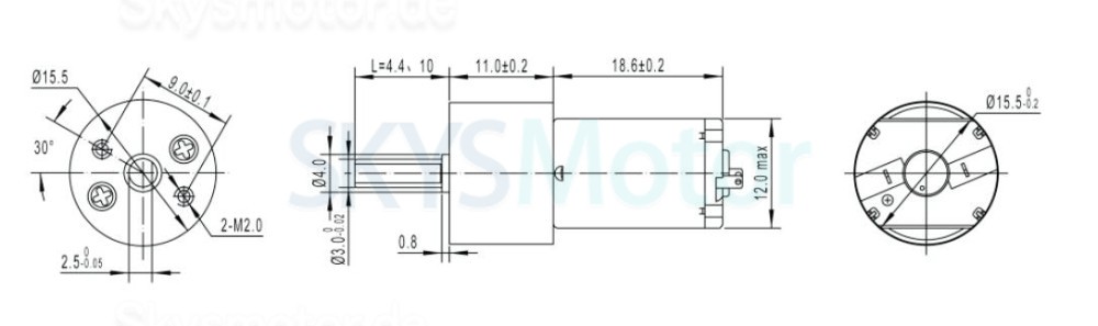 2 Stück Φ15,5mm 6V/12V Bürsten PMDC Getriebemotor GM16-030PA mit Verhältnis 18~336 Stirnradgetriebe