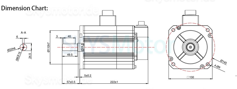 1,5KW AC Servomotor Kit 130JASM515215K-17BCW-SC+JASD15002-20B 9,55Nm 1500U/min 6,2A mit JASD15002 Servoantrieb