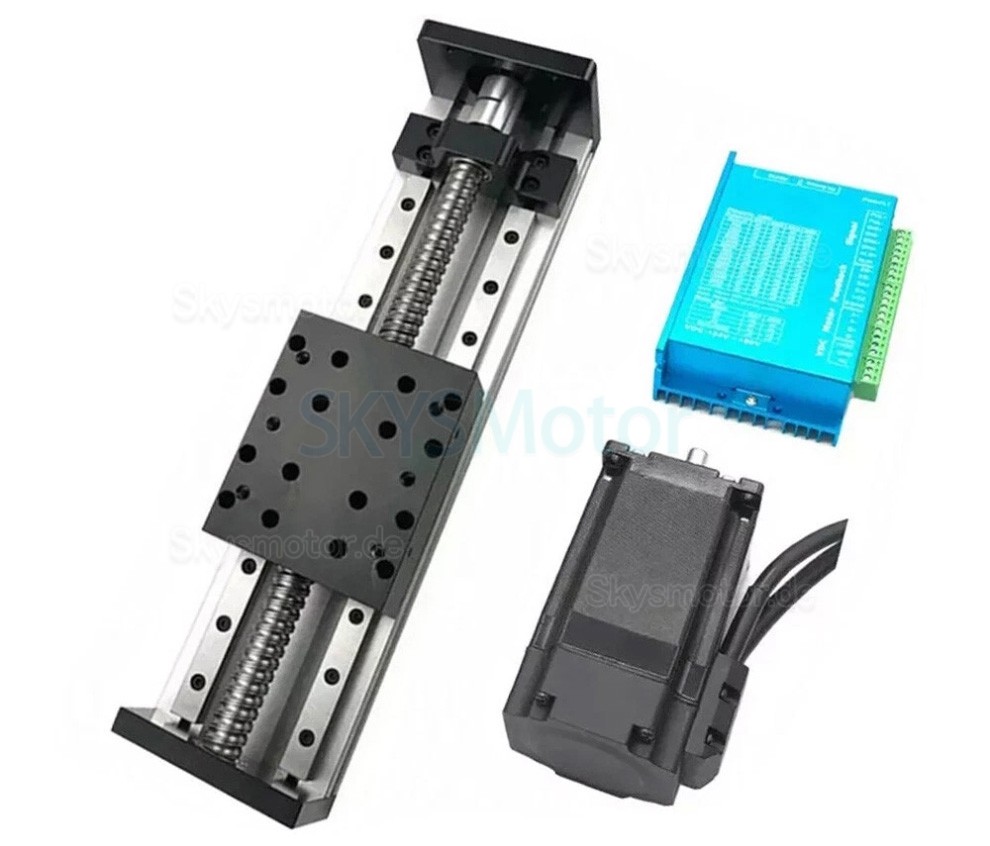 CNC-Lineartisch mit Kugelgewindetrieb und Doppelführungen / Motorisierter Lineartisch mit Motor und Treiber CNC-Lineartisch mit Kugelgewindetrieb und Doppelführungen / Motorisierter Lineartisch mit Motor und Treiber