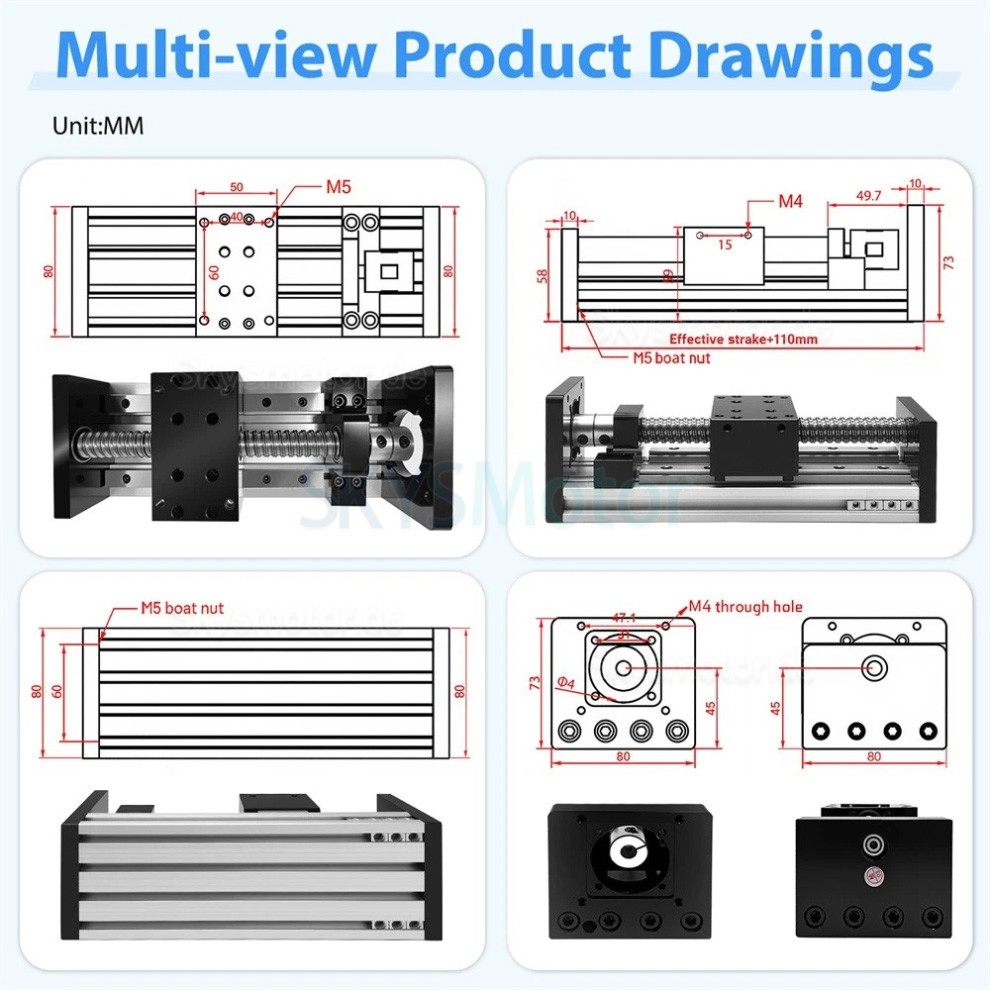 CNC-Lineartisch mit Kugelgewindetrieb und Doppelführungen / Motorisierter Lineartisch mit Motor und Treiber CNC-Lineartisch mit Kugelgewindetrieb und Doppelführungen / Motorisierter Lineartisch mit Motor und Treiber