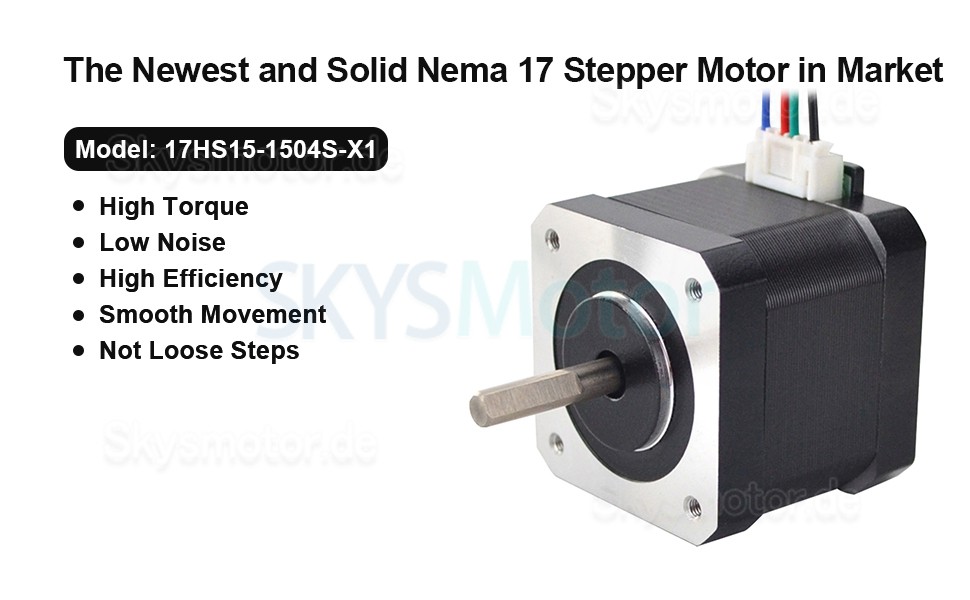 Nema 17 Schrittmotor 17HS15-1504S-X1 45Ncm 12V 1,5A 4 Drähte mit 1m Kabel und Stecker