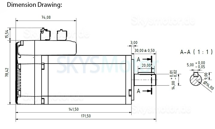 Nem23 Integrierter AC Servomotor mit Steuerung JMC iHSV60-30-40-48 400W 48V 1,27N.m 3000U/min 60 x 60mm