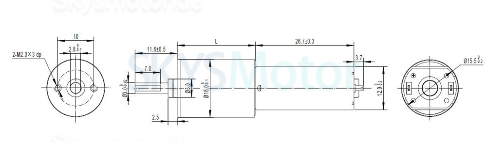 2 Stück Φ16mm 12V/24V Bürsten DC Getriebemotor PMDC Motor GMP16-050SH mit Verhältnis 4~1024 Planetengetriebe