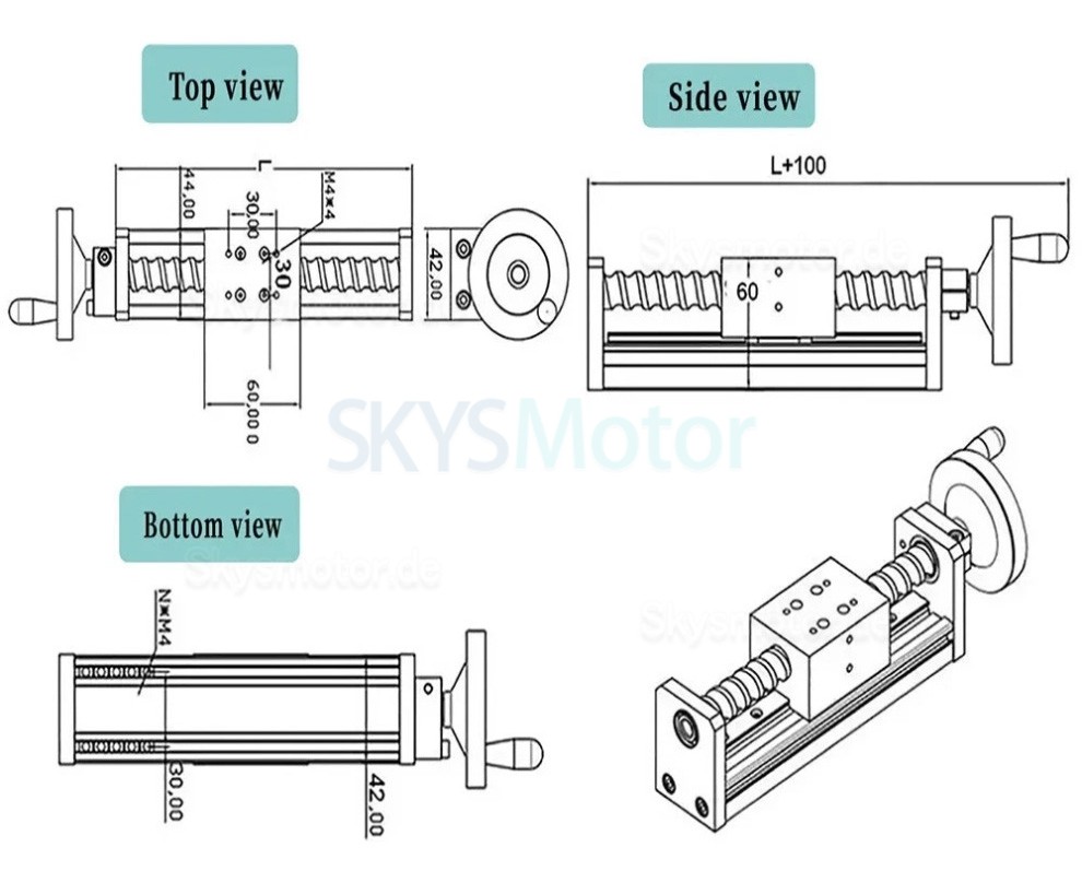 Mini Manuelle Linearf&uuml;hrung DXG6042 CNC Linearmodul mit Handrad