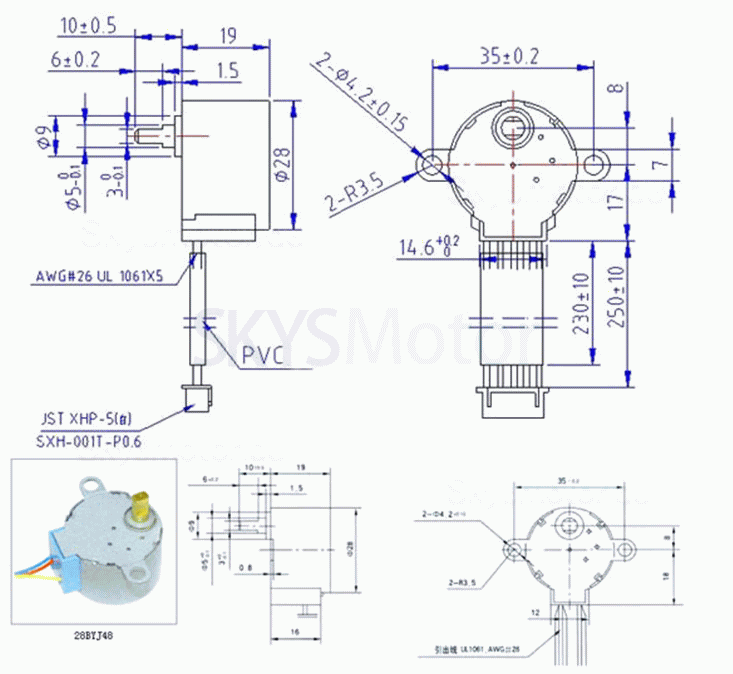 12V 28BYJ-48 Permanentmagnet Schrittmotor mit Getriebe 64:1, 4-Phasen-Schrittmotor für Arduino