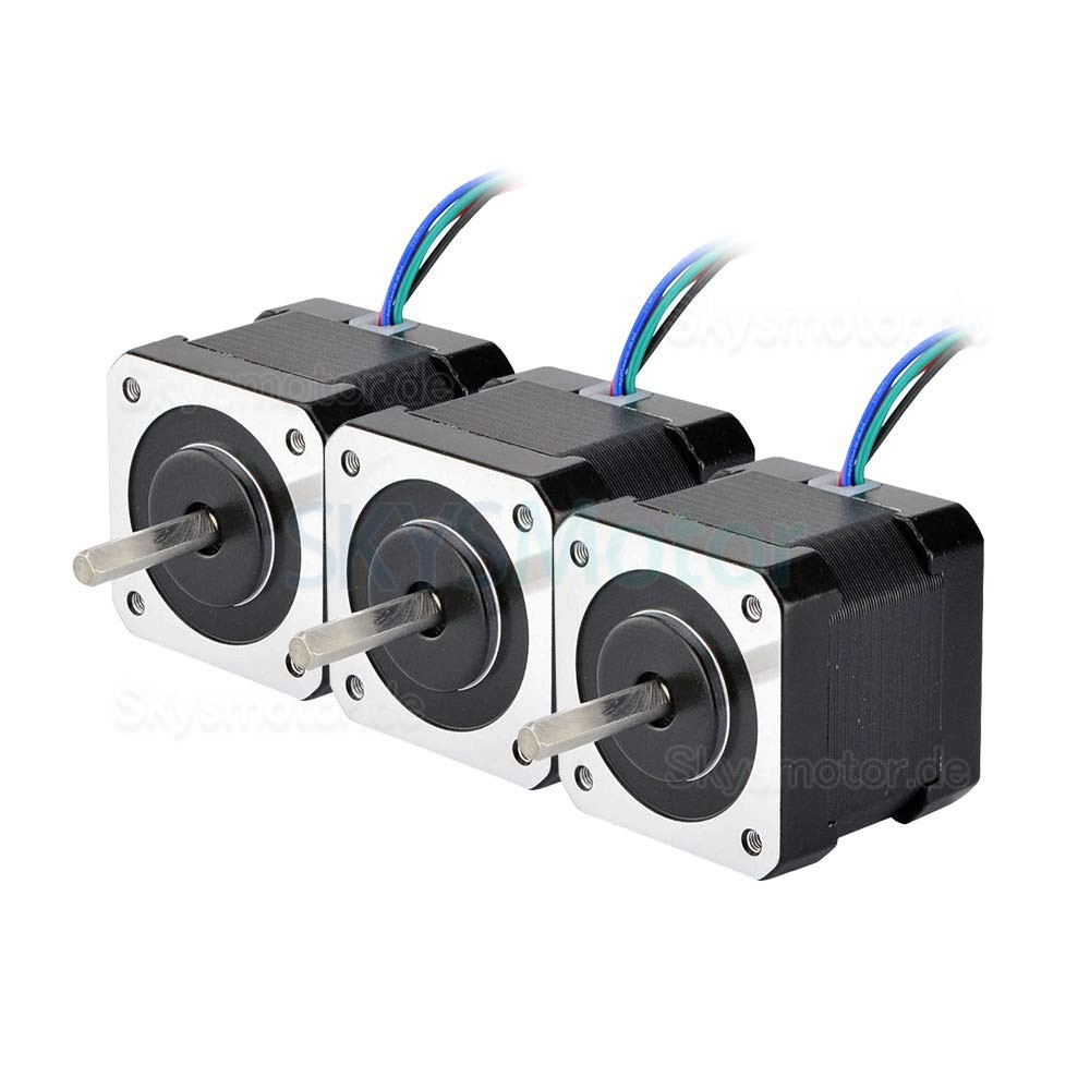 3 Stück Nema 17 Schrittmotor 3-17HS16-2004S1 45Ncm 4 Drähte mit 1m Kabel und Stecker