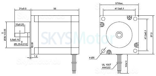 Nema 23 Schrittmotor 23HS22-2804S 1,8 Grad 1,26Nm 2,5V 4 Drähte