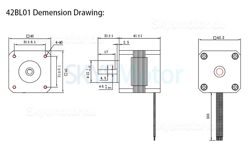 24VDC Bürstenlose DC Motor OSP001474 3 Phasen 6,3Ncm/12,5Ncm/18,8Ncm 4000U/min BLDC Motor