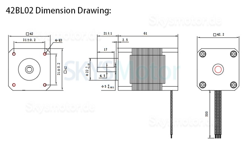 24VDC Bürstenlose DC Motor OSP001474 3 Phasen 6,3Ncm/12,5Ncm/18,8Ncm 4000U/min BLDC Motor