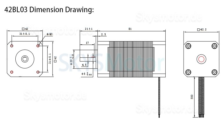 24VDC Bürstenlose DC Motor OSP001474 3 Phasen 6,3Ncm/12,5Ncm/18,8Ncm 4000U/min BLDC Motor