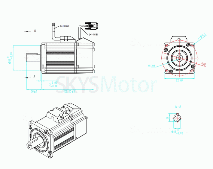 0,2KW 36V DC Servomotoren & Servoantrieb Kit 60ASM200+MCAC706 7,6A 0,63N.m 3000 U/min 60 x 60mm mit 2500 Zeilen Encoder