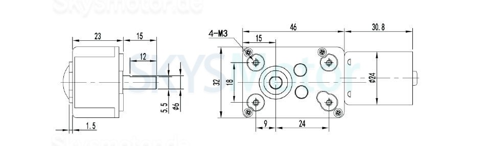 2 Stück 12V/24V Bürstenloser DC Schneckengetriebemotor 2,7W Welle 6mm mit 90 Grad Abtriebswelle Schneckengetriebe