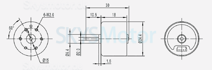 2 Stück Φ24,4mm 12V/24V BLDC Motor Bürstenloser Gleichstrommotor TEC2418 0,02Kg.cm 5100U/min/7500U/min Schaft 2mm