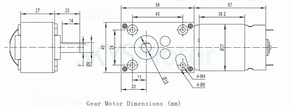 2 Stück 12V/24V Permanentmagnet DC-Schneckengetriebemotor 8,8W Welle 8mm mit 90 Grad Abtriebswelle Schneckengetriebe