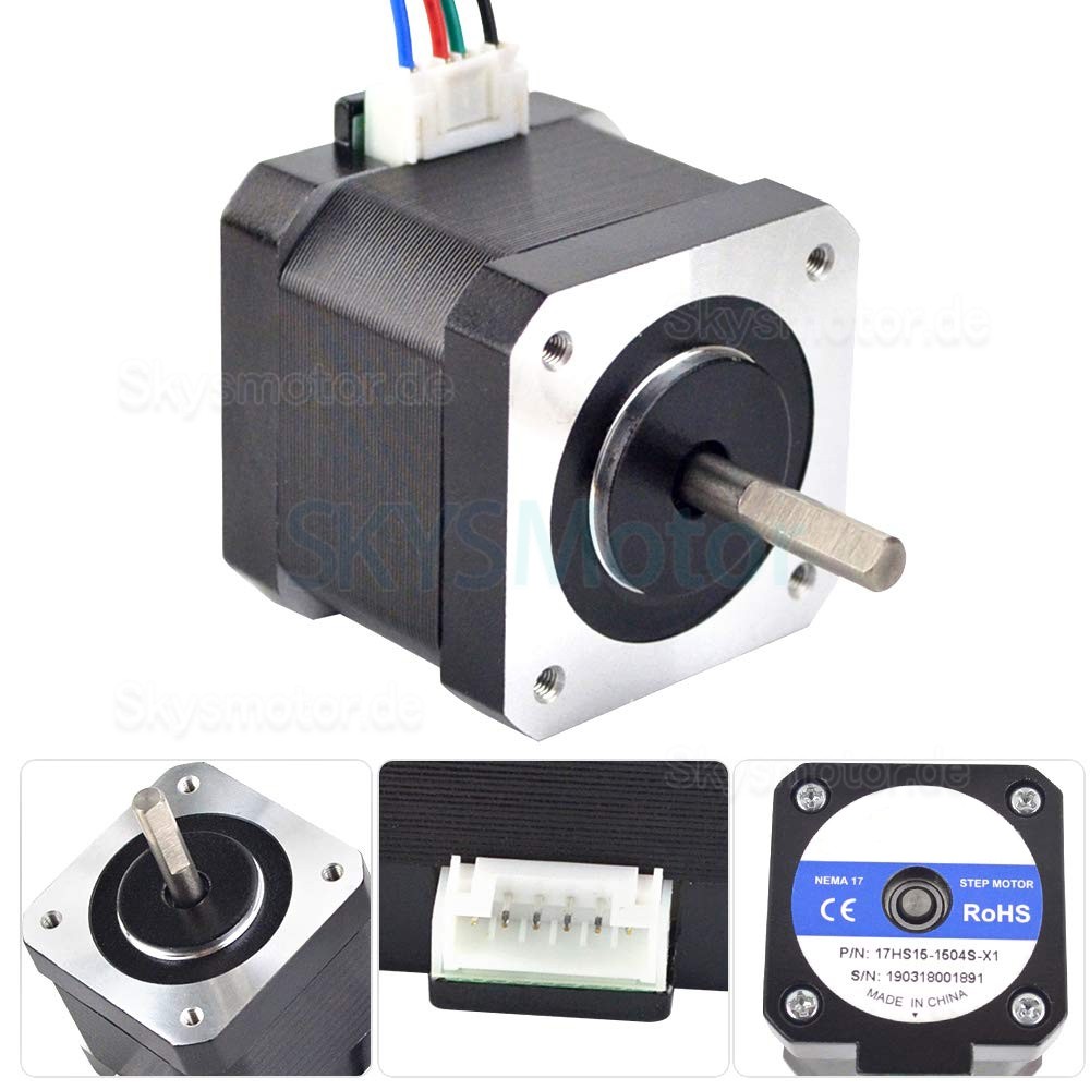 Nema 17 Schrittmotor 17HS15-1504S-X1 45Ncm 12V 1,5A 4 Drähte mit 1m Kabel und Stecker