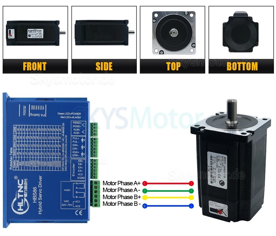 Nema34 Closed Loop Schrittmotor Kit 86HB250-156B-HBS86 1,8 Grad 12N,m mit HBS86 Treiber + Bremse