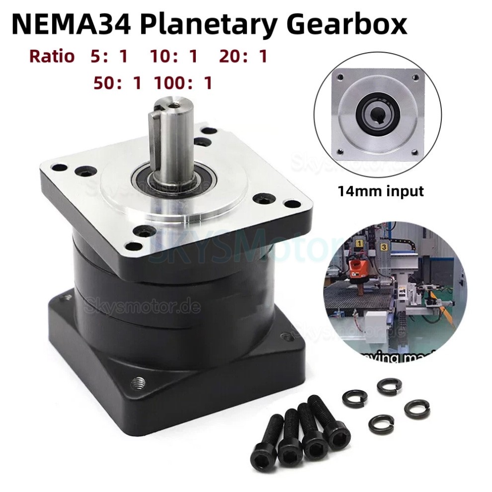 86PX-Serie Nema 34 Planetengetriebe, &Uuml;bersetzung 5:1 - 100:1 f&uuml;r 86-mm-Schrittmotoren