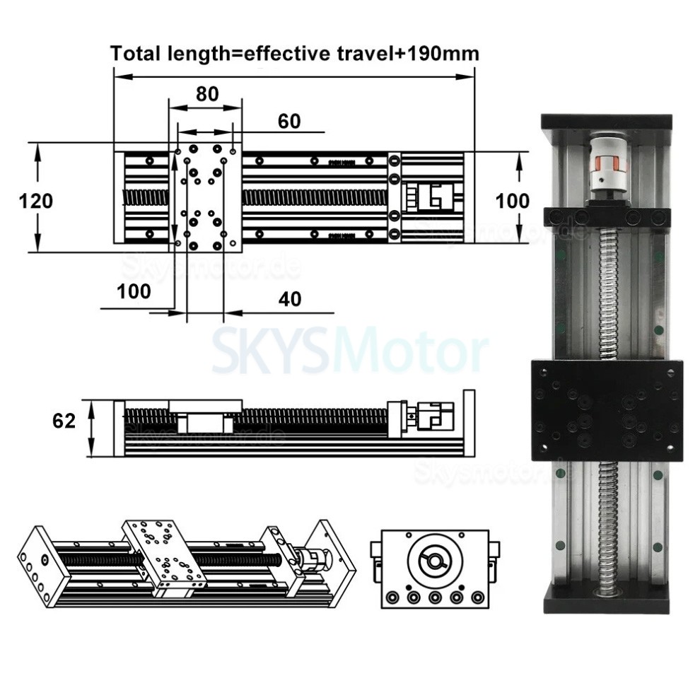 Hochleistungs Linearführungstisch SXG80×120 Kugelgewindetrieb für CNC Linearführung für Nema23/34-Motoren Hochleistungs Linearführungstisch SXG80×120 Kugelgewindetrieb für CNC Linearführung für Nema23/34-Motoren