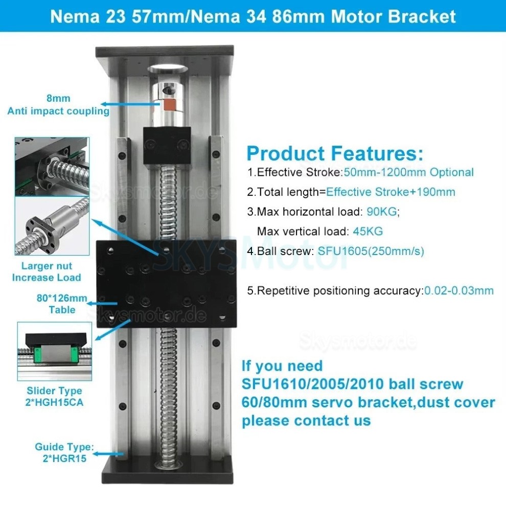 Hochleistungs Linearführungstisch SXG80×120 Kugelgewindetrieb für CNC Linearführung für Nema23/34-Motoren Hochleistungs Linearführungstisch SXG80×120 Kugelgewindetrieb für CNC Linearführung für Nema23/34-Motoren