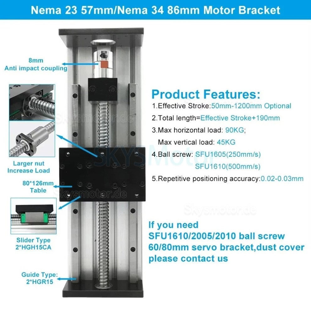 Hochleistungs Linearführungstisch SXG80×120 Kugelgewindetrieb für CNC Linearführung für Nema23/34-Motoren Hochleistungs Linearführungstisch SXG80×120 Kugelgewindetrieb für CNC Linearführung für Nema23/34-Motoren