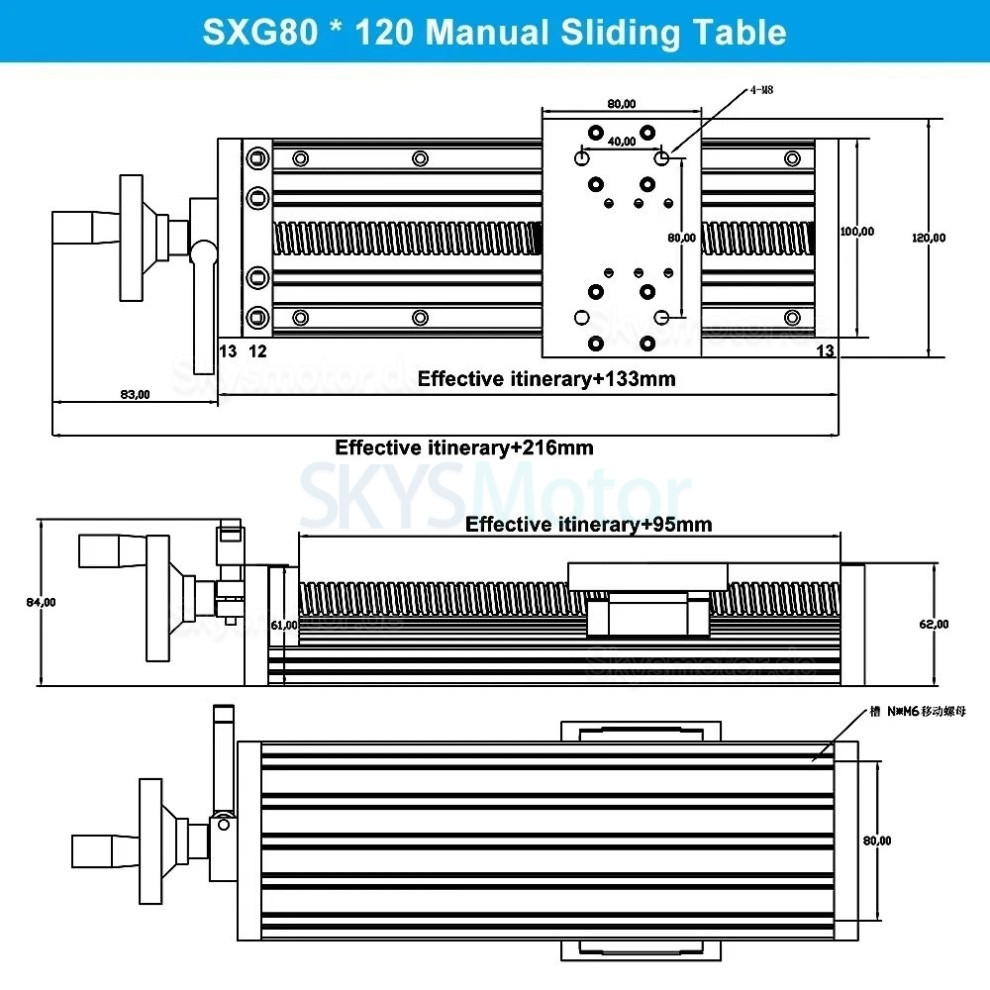 Hochleistungs Linearführungstisch SXG80×120 Kugelgewindetrieb für CNC Linearführung für Nema23/34-Motoren Hochleistungs Linearführungstisch SXG80×120 Kugelgewindetrieb für CNC Linearführung für Nema23/34-Motoren